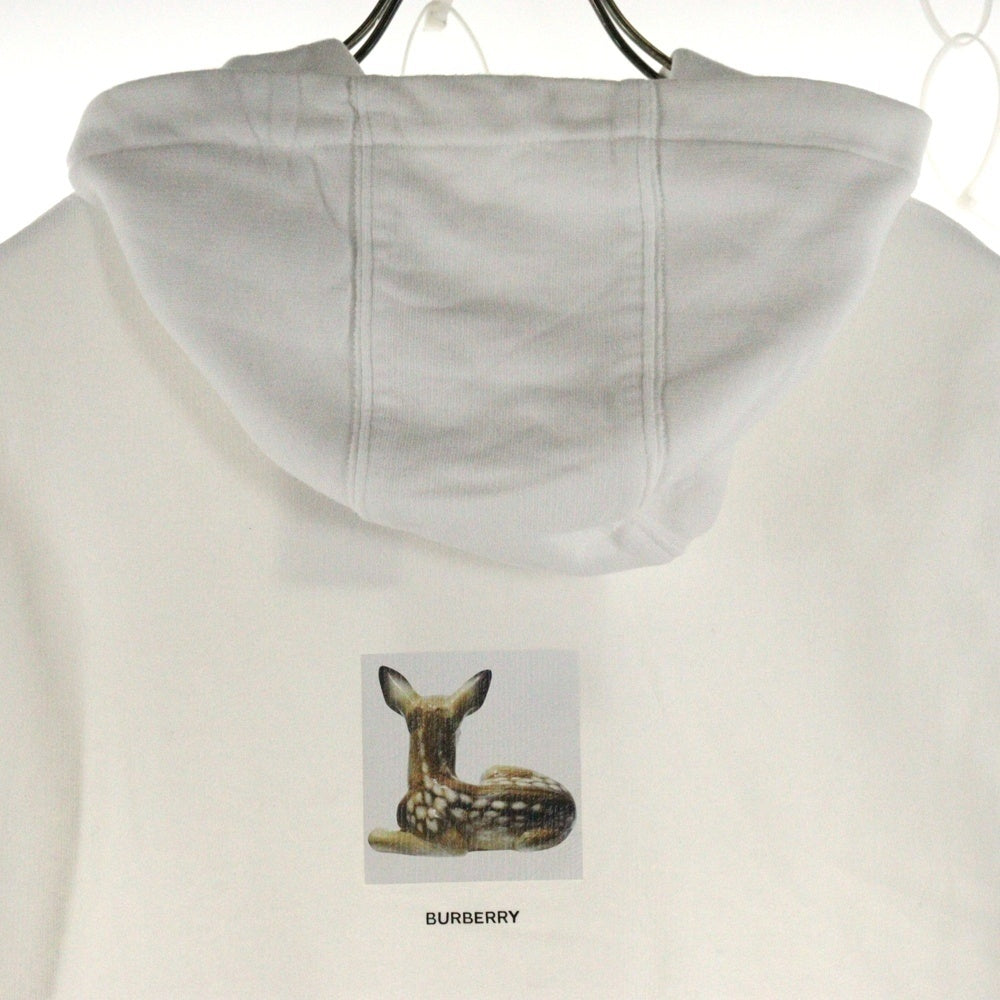BURBERRY(バーバリー) 19AW バンビフォトプリント コットンスウェット プルオーバーパーカー ホワイト 8022375