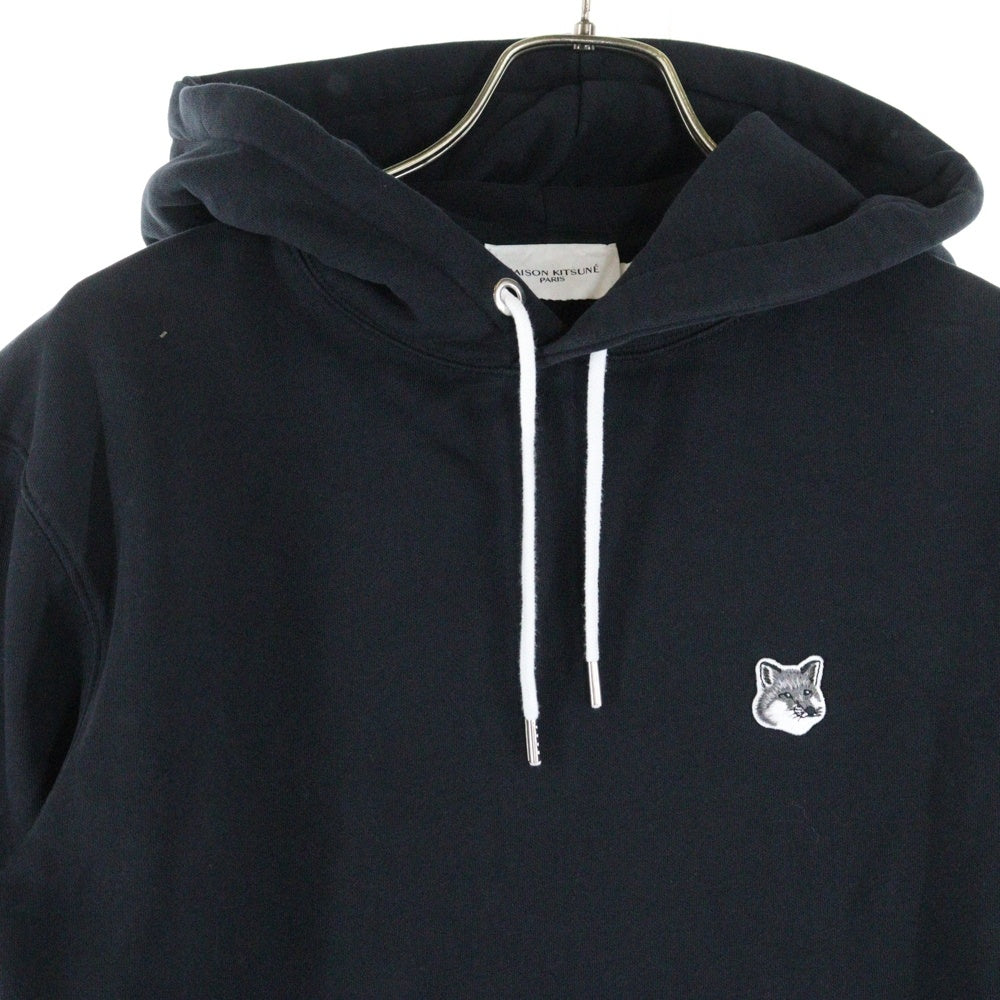 MAISON KITSUNE(メゾンキツネ) GREY FOX HEAD PATCH CLASSIC HOODIE グレーフォックスヘッドパッチ クラシック スウェット プルオーバーパーカー ブラック GU00335KM0002
