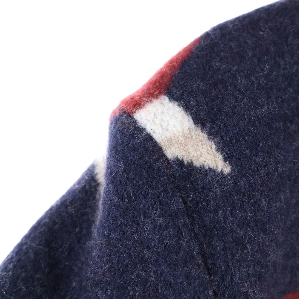 MAISON KITSUNE(メゾンキツネ) 17AW イタリア製 ボーダースター クルーネック カシミア混 ウールニット セーター ネイビー FW17M616