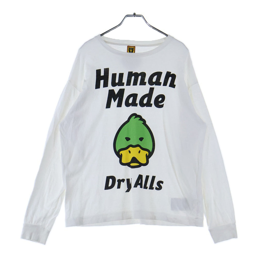 HUMAN MADE(ヒューマンメイド) GRAPHIC T-SHIRT DRYALLS ダックプリント クルーネック コットン 長袖Tシャツ カットソー ホワイト HM23CS015