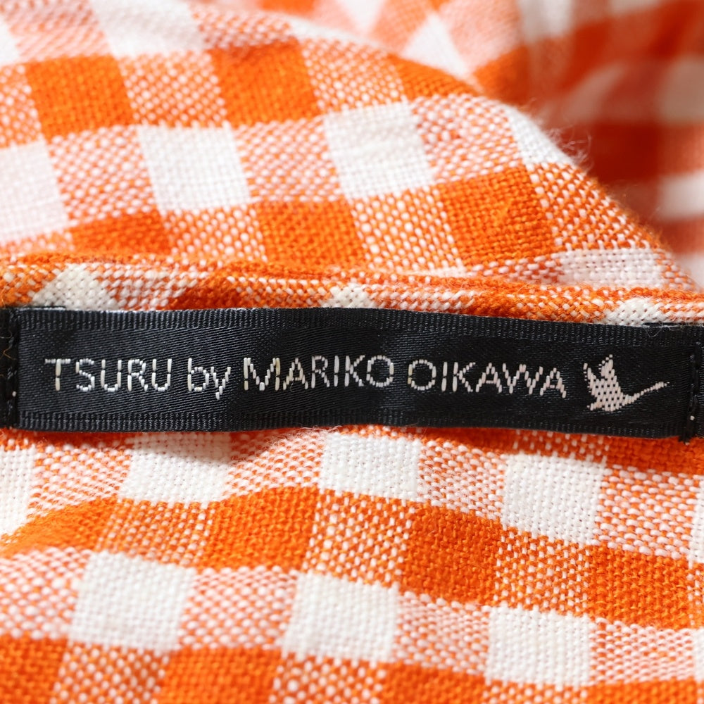 NO BRAND(ノーブランド) TSURU By MARIKO OIKAWA(ツルバイマリコオイカワ)リネンギンガムチェックワンピース レディース オレンジ SK-1206020