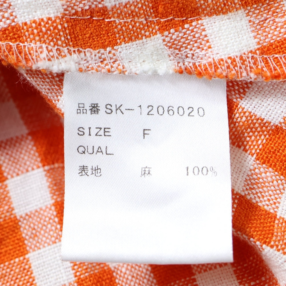 NO BRAND(ノーブランド) TSURU By MARIKO OIKAWA(ツルバイマリコオイカワ)リネンギンガムチェックワンピース レディース オレンジ SK-1206020