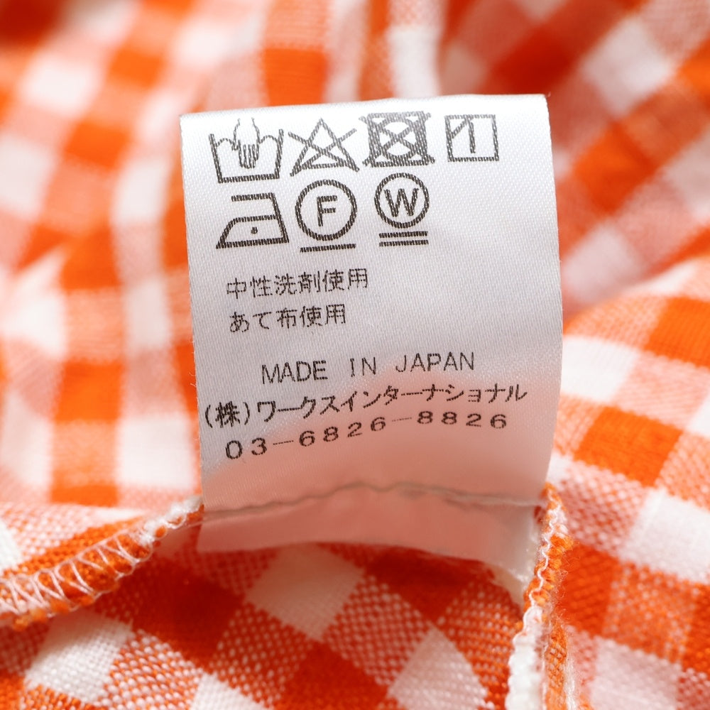 NO BRAND(ノーブランド) TSURU By MARIKO OIKAWA(ツルバイマリコオイカワ)リネンギンガムチェックワンピース レディース オレンジ SK-1206020