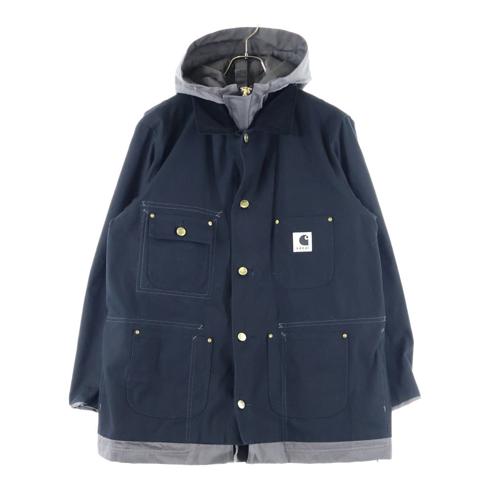 Sacai(サカイ) 24SS × Carhartt WIP Reversible Coat カーハートダブリューアイピー リバーシブル フーデット コート ブラック/グレー 24-03390M