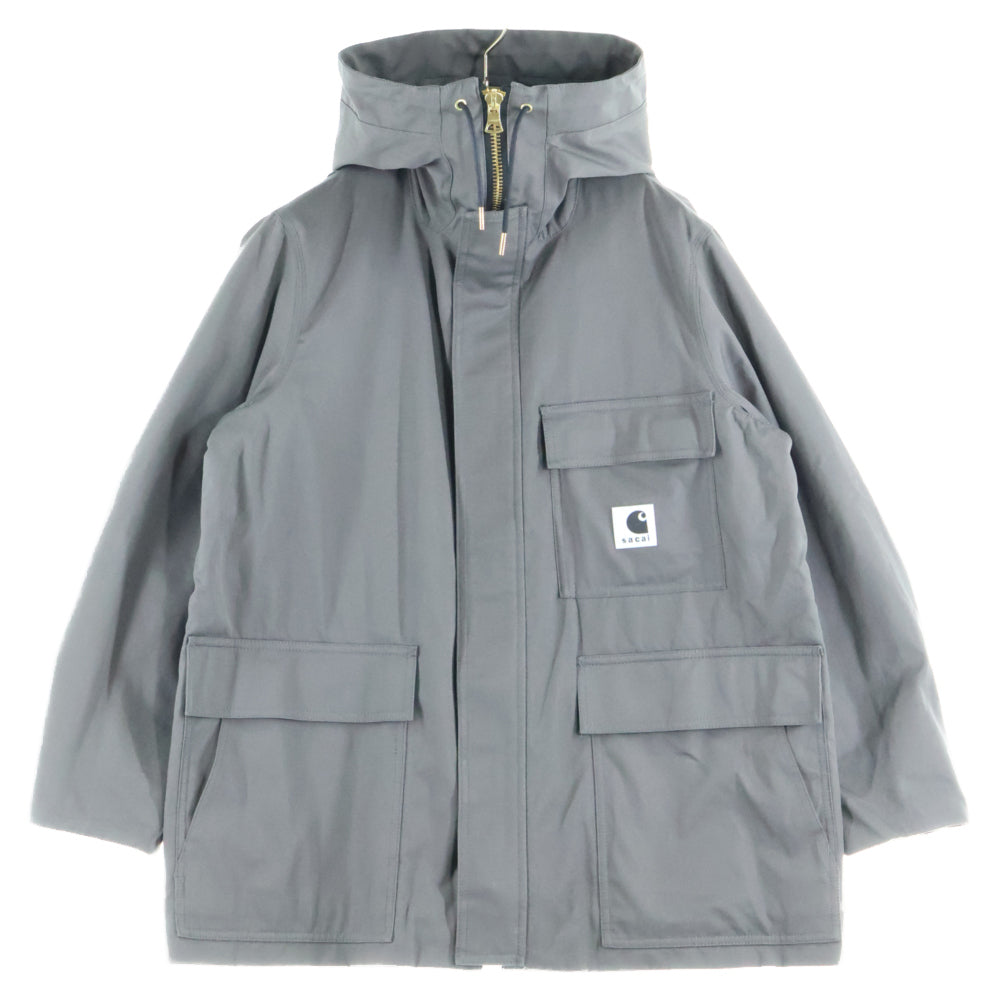 Sacai(サカイ) 24SS × Carhartt WIP Reversible Coat カーハートダブリューアイピー リバーシブル フーデット コート ブラック/グレー 24-03390M