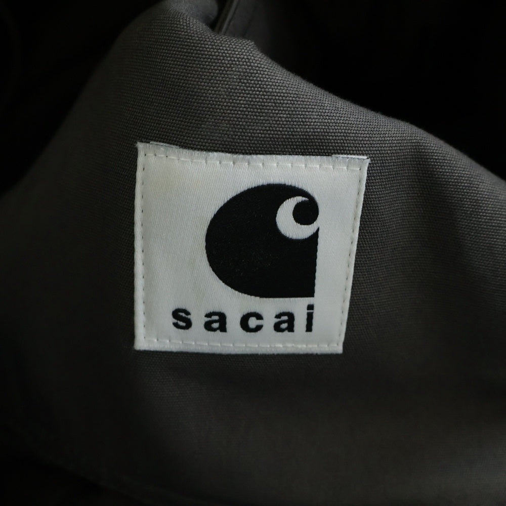 Sacai(サカイ) 24SS × Carhartt WIP Reversible Coat カーハートダブリューアイピー リバーシブル フーデット コート ブラック/グレー 24-03390M