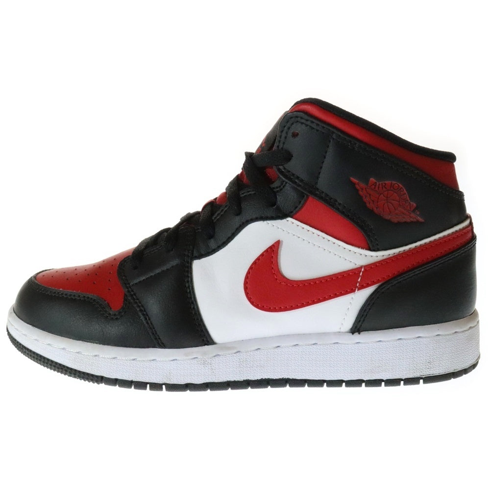 NIKE(ナイキ) AIR JORDAN 1 MID GS エアジョーダン1 ミッドカットスニーカー ウィメンズ ホワイト/ブラッ/レッド US6.5/24.5cm 554725-079