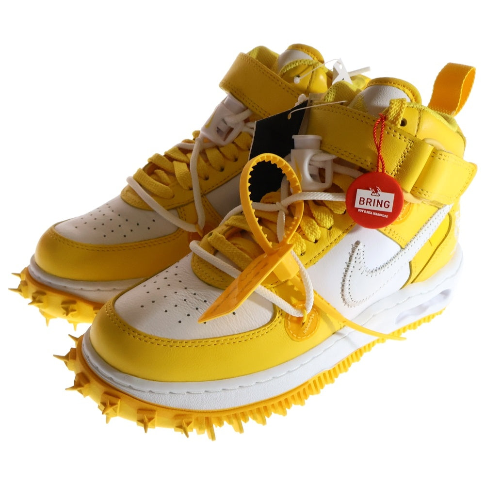 NIKE(ナイキ) ×Off-White AIR FORCE 1 MID SP LTHR オフホワイト エアフォース1 ミッドカットスニーカー レディース イエロー/ホワイト US4/23.0cm DR0500-101