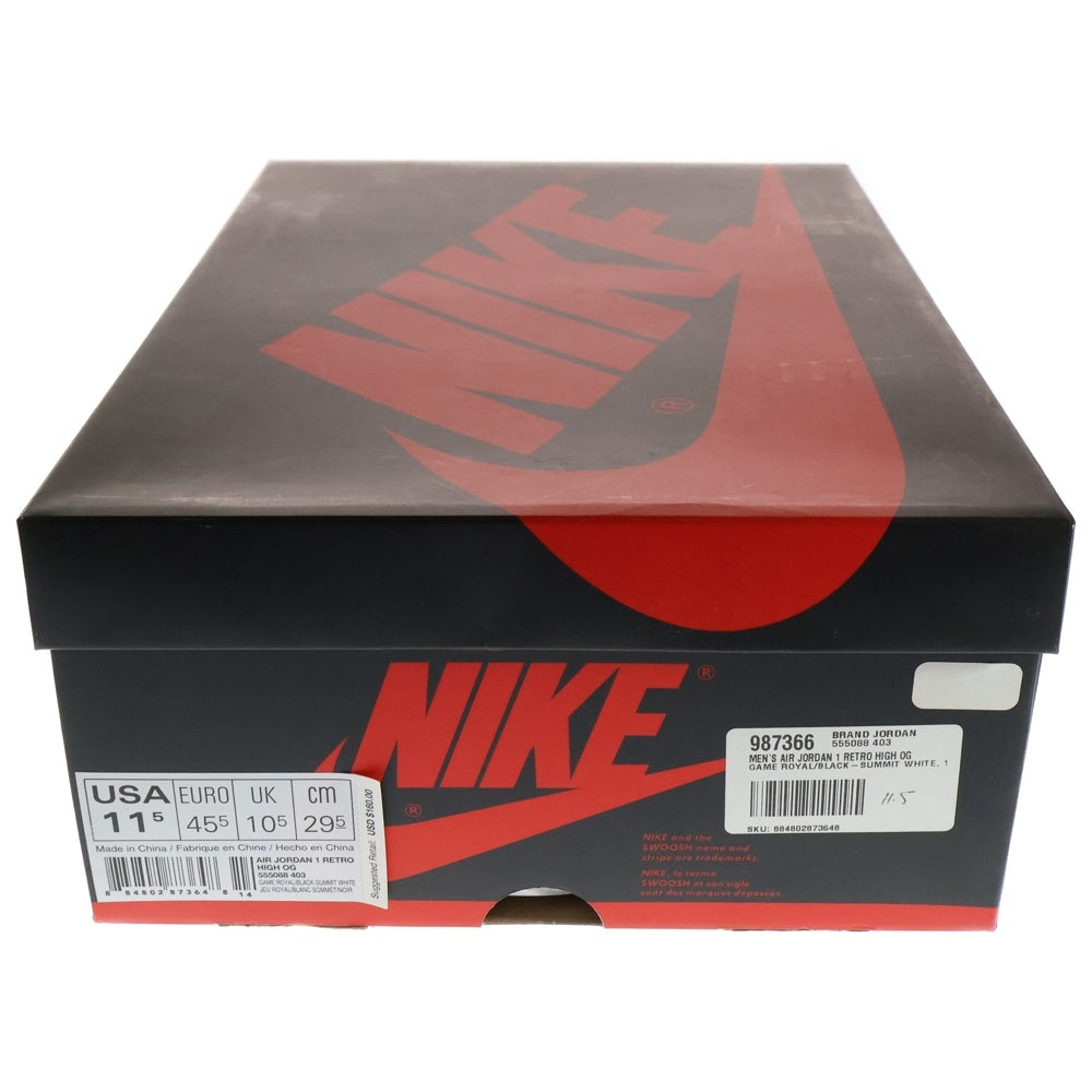 NIKE(ナイキ) AIR JORDAN 1 HIGH OG GAME ROYAL エアジョーダン 1 ゲームロイヤル ハイカットスニーカー ホワイト/ブルー US11.5/29.5cm 555088-403