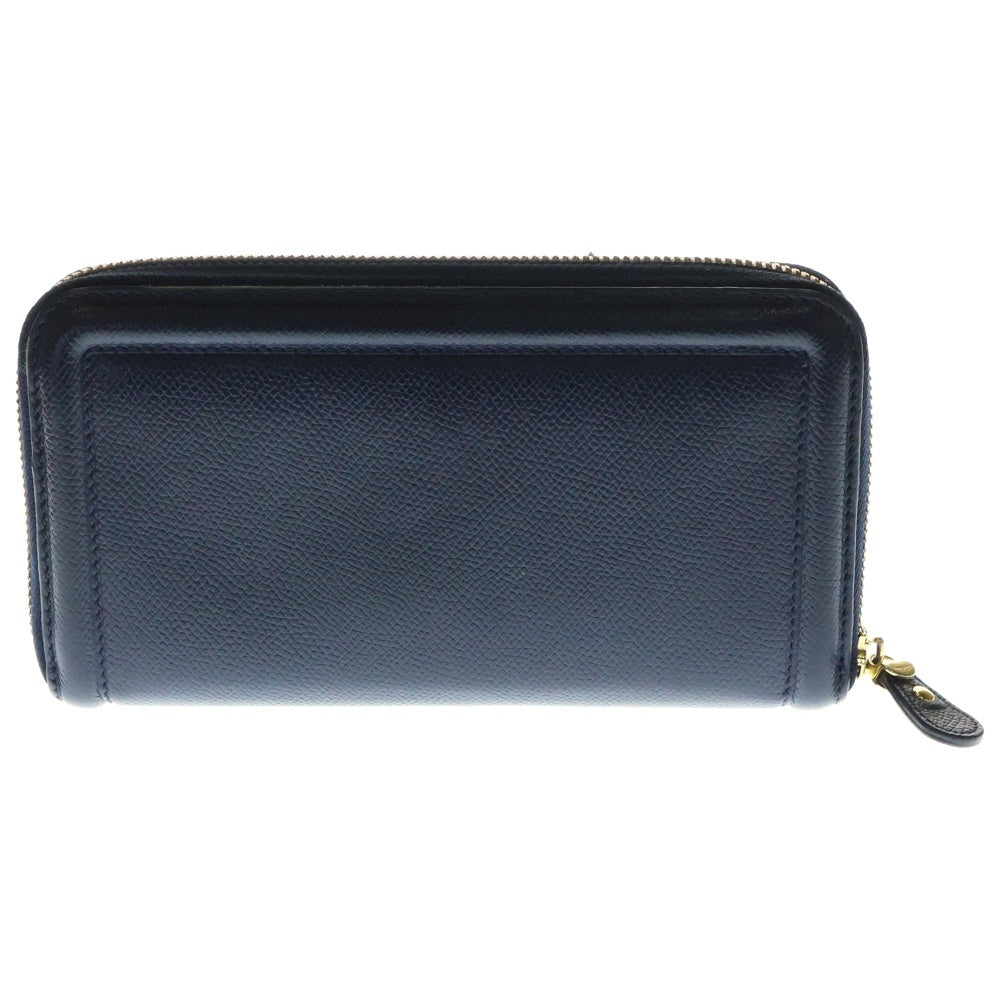 FERRAGAMO(フェラガモ) ゴールド金具 ラウンドジップ ロングウォレット 長財布 ネイビー IY-22C908