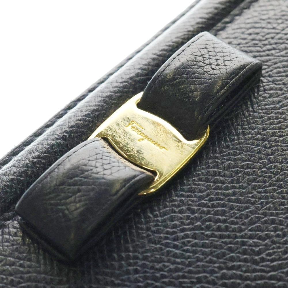 FERRAGAMO(フェラガモ) ゴールド金具 ラウンドジップ ロングウォレット 長財布 ネイビー IY-22C908