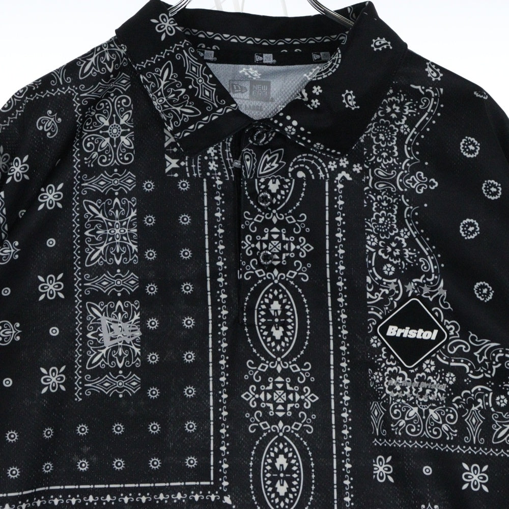 F.C.R.B./F.C.Real Bristol/FCRB(エフシーアールビー/エフシーレアルブリストル) 22SS ×NEW ERA BANDANA POLO SHIRT ニューエラ バンダナ 半袖ポロシャツ ブラック FCRB-220137
