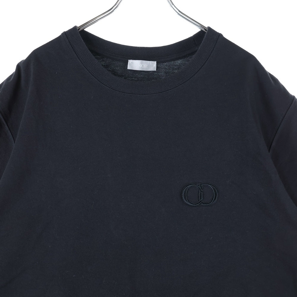 DIOR(ディオール) CD アイコン ロゴエンブロイダリー ヘビーオンスTシャツ 半袖カットソー ブラック 943J605A0554