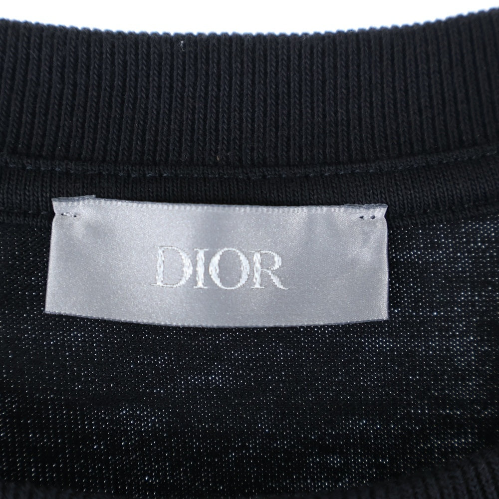 DIOR(ディオール) CD アイコン ロゴエンブロイダリー ヘビーオンスTシャツ 半袖カットソー ブラック 943J605A0554