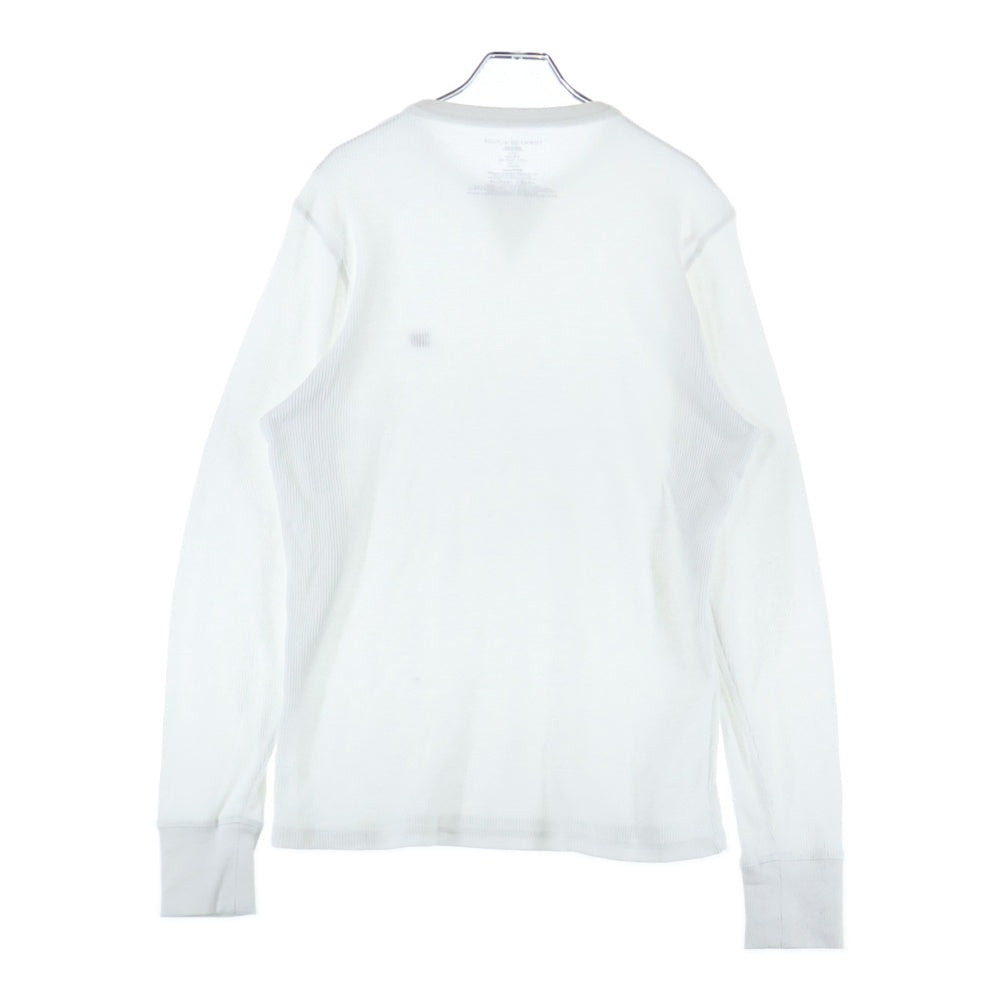 TOMMY HILFIGER(トミーヒルフィガー) Waffle-Knit Long-Sleeve Crewneck Thermal Top ミニロゴ刺繍 ロングスリーブ 長袖クルーネックTシャツ ホワイト
