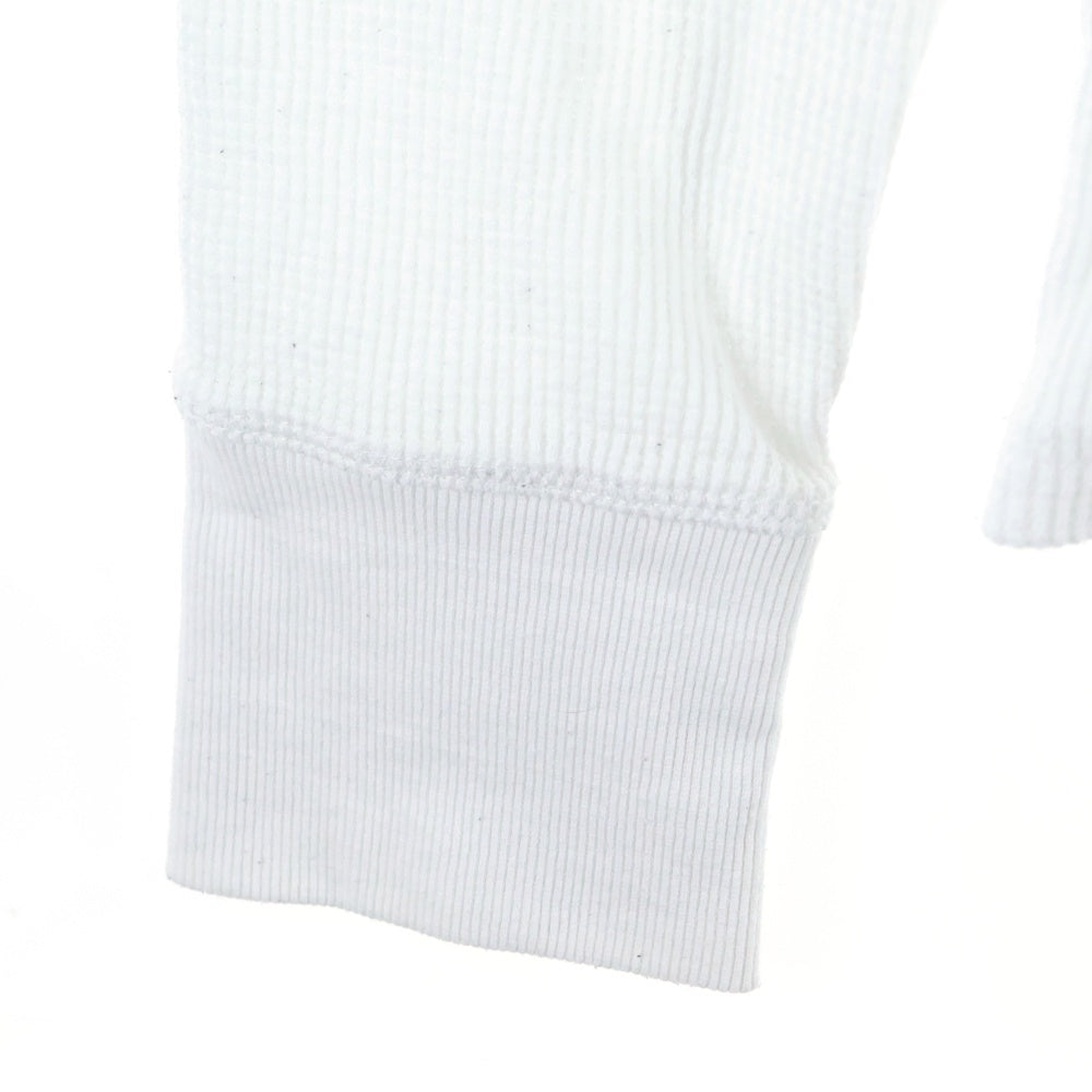 TOMMY HILFIGER(トミーヒルフィガー) Waffle-Knit Long-Sleeve Crewneck Thermal Top ミニロゴ刺繍 ロングスリーブ 長袖クルーネックTシャツ ホワイト