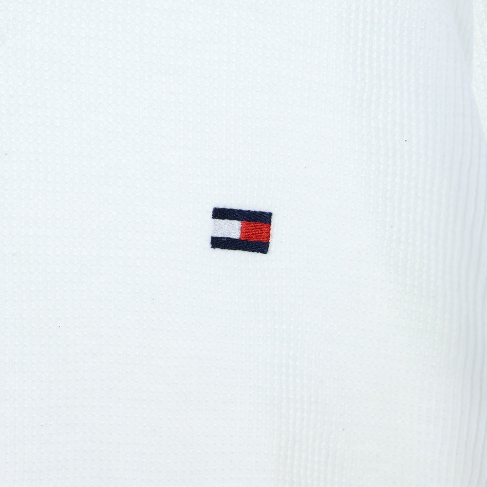 TOMMY HILFIGER(トミーヒルフィガー) Waffle-Knit Long-Sleeve Crewneck Thermal Top ミニロゴ刺繍 ロングスリーブ 長袖クルーネックTシャツ ホワイト