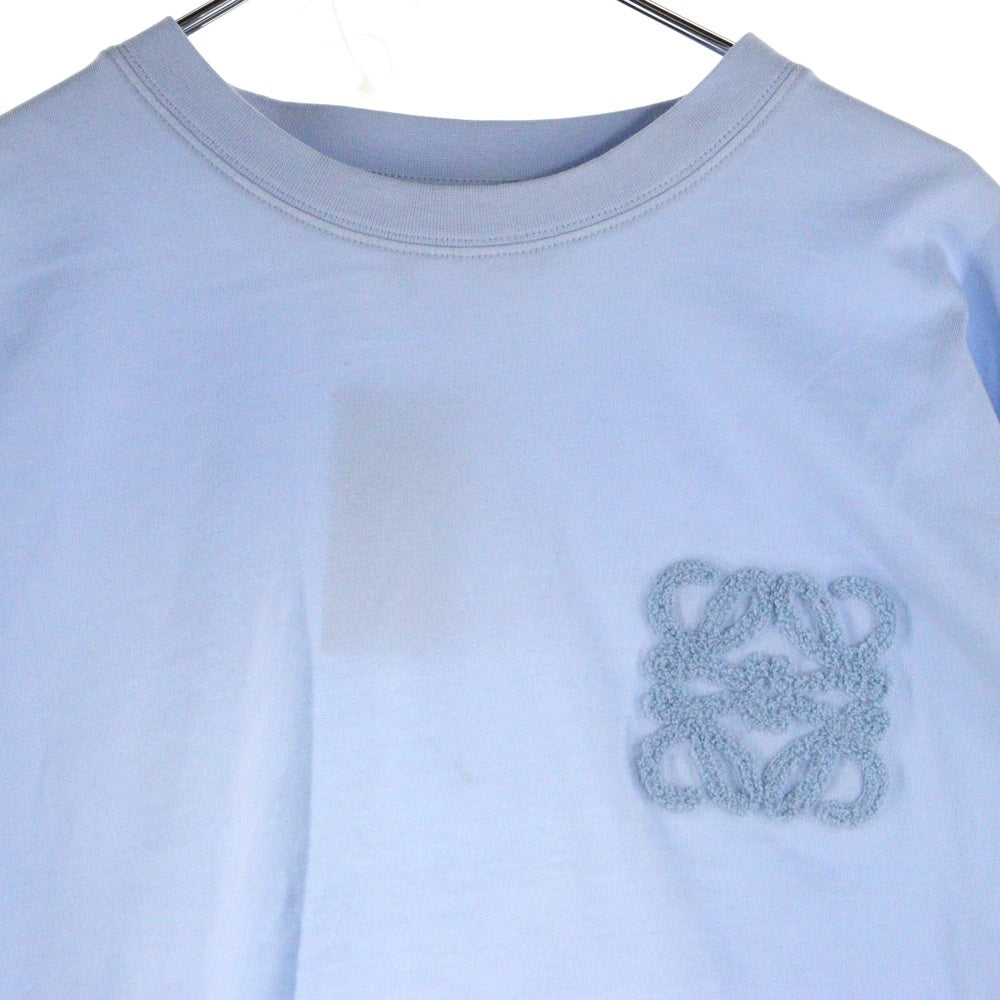 LOEWE(ロエベ) フロントアナグラムロゴ刺繍 クロップドTシャツ 半袖クルーネックカットソー レディース ブルー S359Y22X84