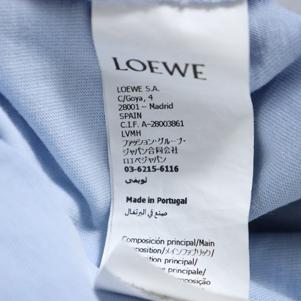 LOEWE(ロエベ) フロントアナグラムロゴ刺繍 クロップドTシャツ 半袖クルーネックカットソー レディース ブルー S359Y22X84