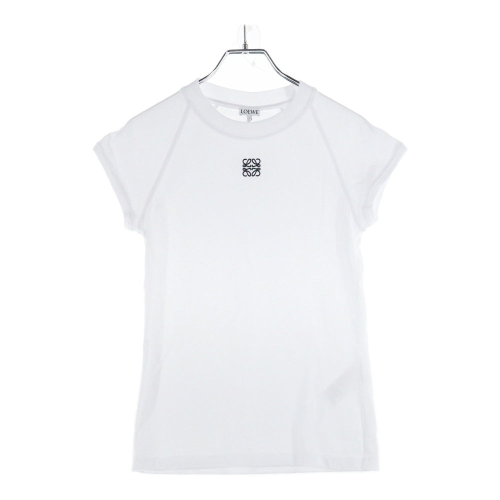 LOEWE(ロエベ) SMALL FIT T-SHIRT フロントアナグラムロゴ刺繍 スモールフィットTシャツ 半袖クルーネックカットソー レディース ホワイト S359Y22X96