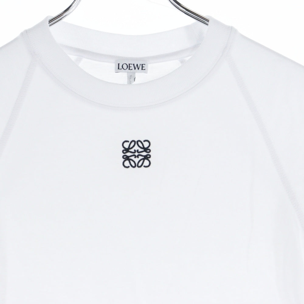 LOEWE(ロエベ) SMALL FIT T-SHIRT フロントアナグラムロゴ刺繍 スモールフィットTシャツ 半袖クルーネックカットソー レディース ホワイト S359Y22X96