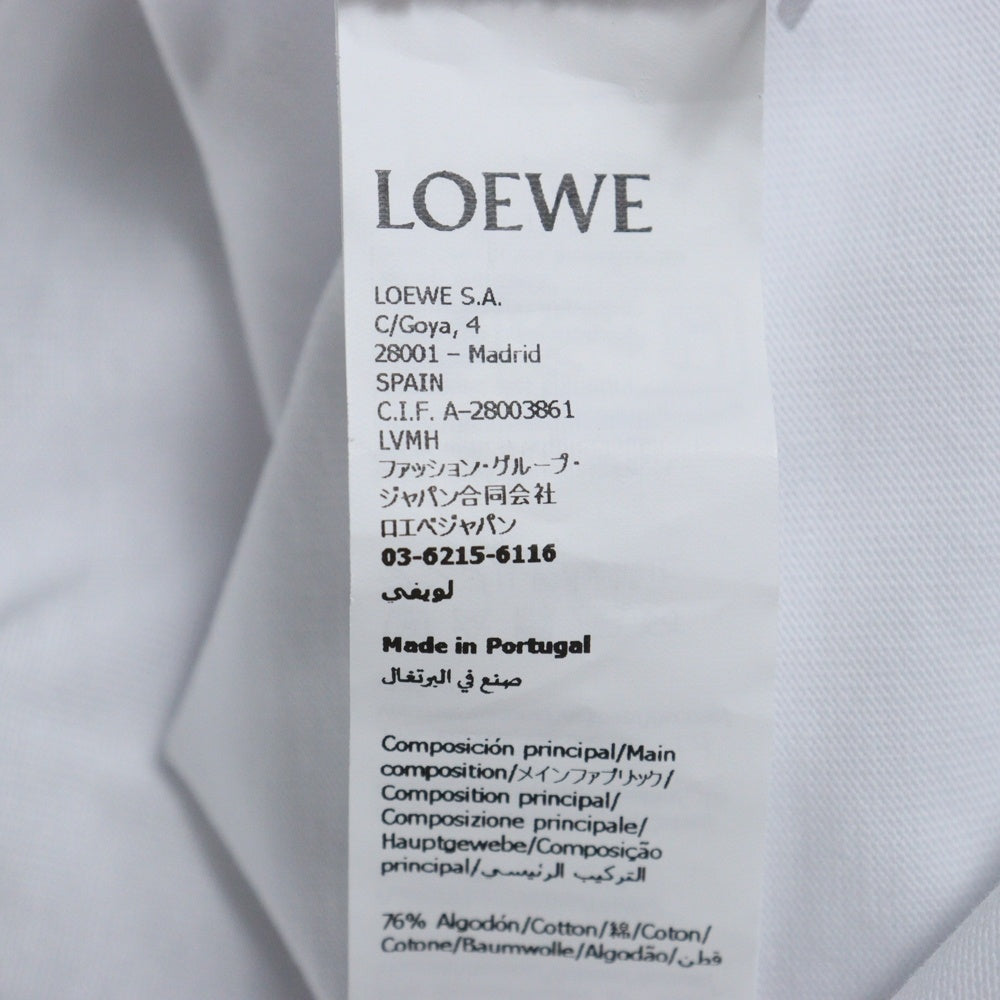 LOEWE(ロエベ) SMALL FIT T-SHIRT フロントアナグラムロゴ刺繍 スモールフィットTシャツ 半袖クルーネックカットソー レディース ホワイト S359Y22X96
