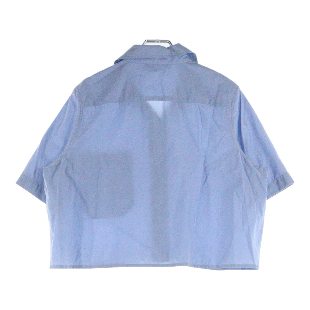 LOEWE(ロエベ) CROPPED SHIRT ポケットアナグラムロゴ刺繍 クロップド半袖シャツ レディース ブルー S616Y05X27