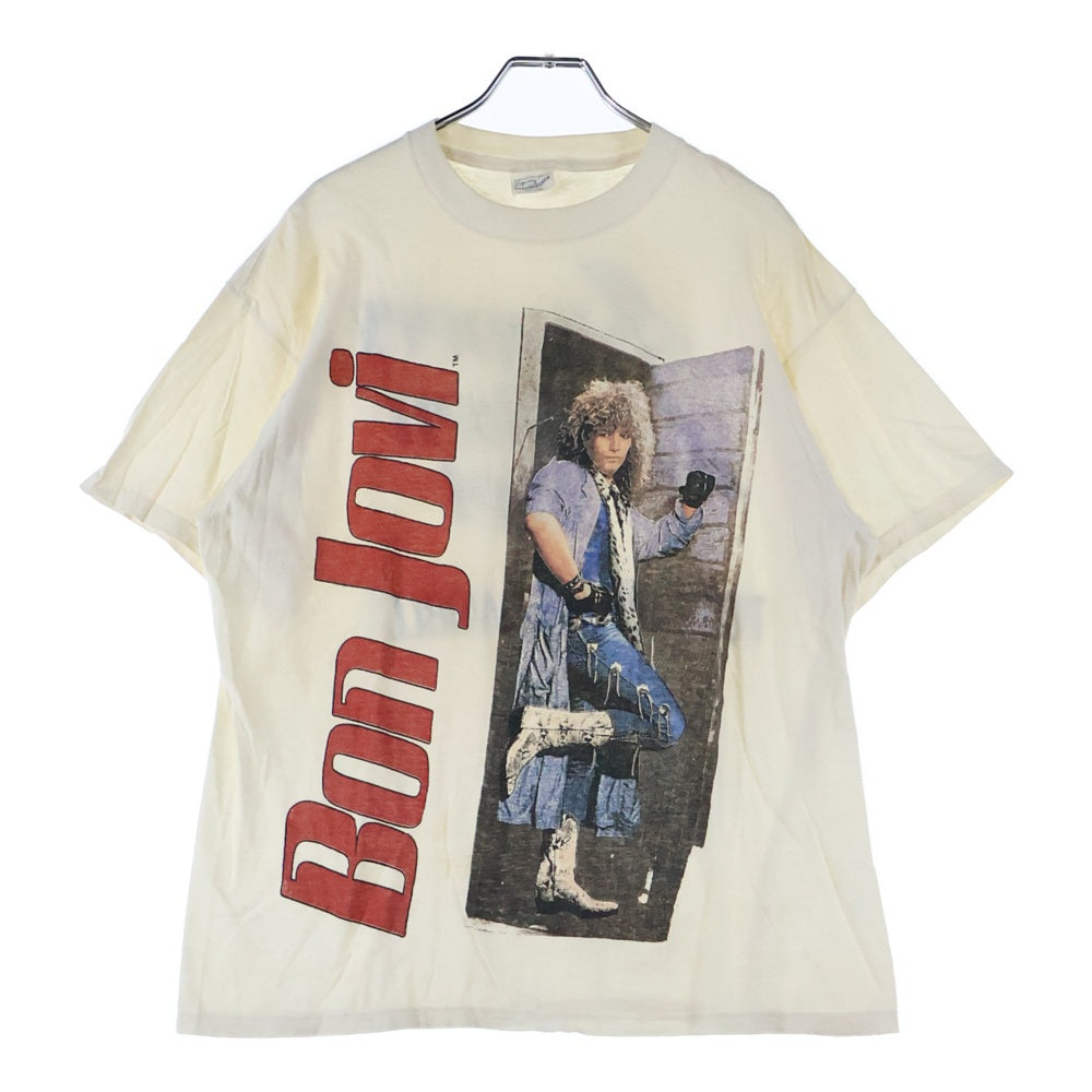 VINTAGE(ヴィンテージ) 80s Jon Bon Jovi Slippery When Wet Wold Tour T-Shirt ジョン ボンジョヴィ ワールドツアー 両面プリント クルーネック 半袖 Tシャツ カットソー ホワイト