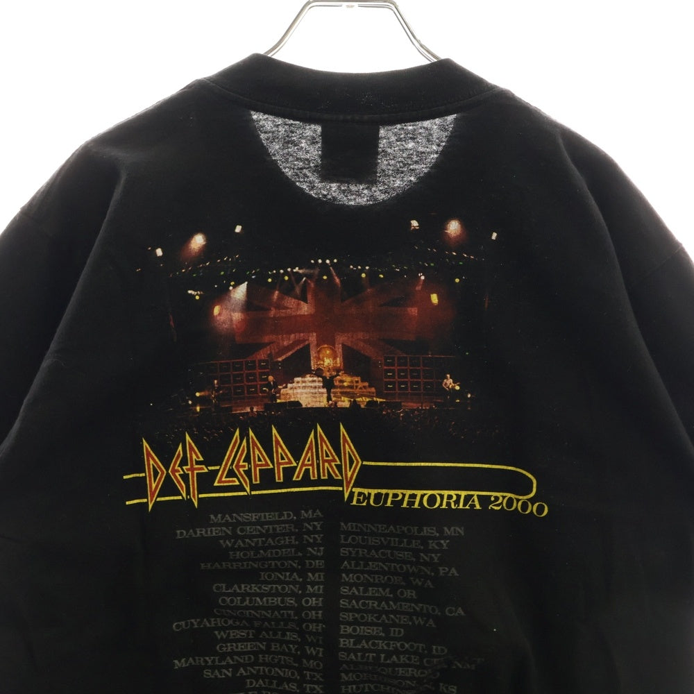 VINTAGE(ヴィンテージ) 00s DEF LEPPARD EUPHORIA 2000 Tour T-shirt デフパレード ユーフォリア ツアー クルーネック 両面プリント 半袖 Tシャツ カットソー ブラック
