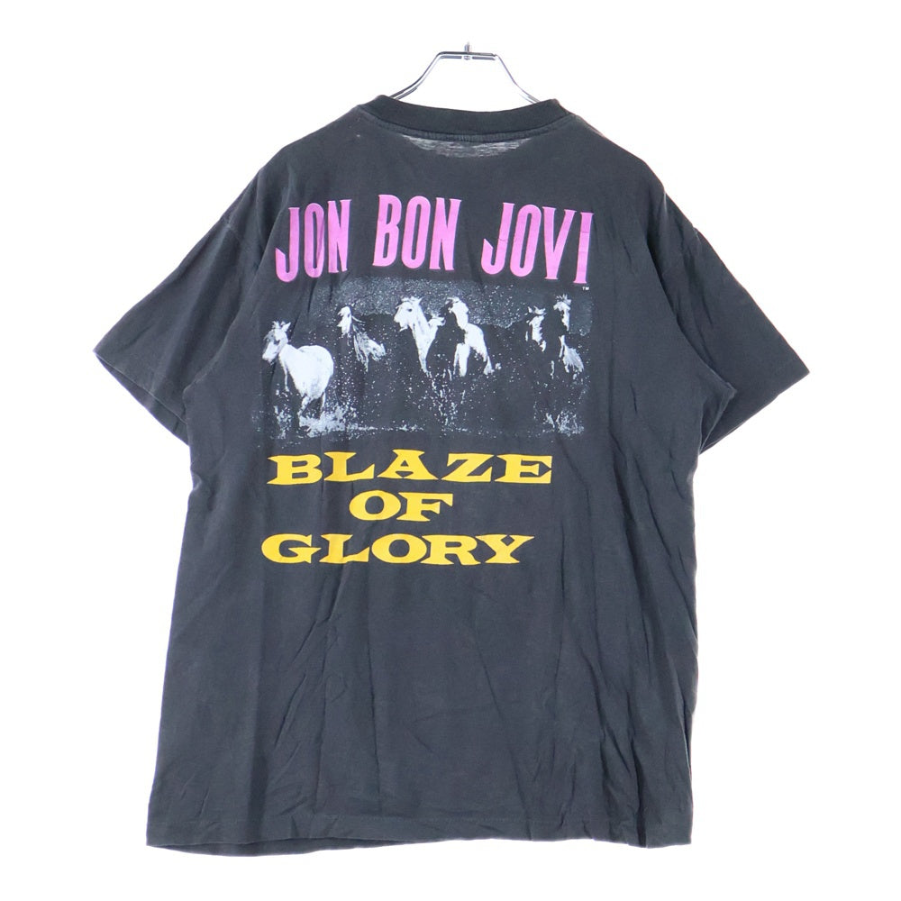 VINTAGE(ヴィンテージ) 90s Jon Bon Jovi Blaze of Glory T-Shirt ジョン ボンジョヴィ ブレイズ オブ グローリー 両面プリント クルーネック 半袖 Tシャツ カットソー ブラック