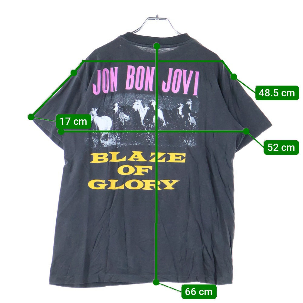 VINTAGE(ヴィンテージ) 90s Jon Bon Jovi Blaze of Glory T-Shirt ジョン ボンジョヴィ ブレイズ オブ グローリー 両面プリント クルーネック 半袖 Tシャツ カットソー ブラック