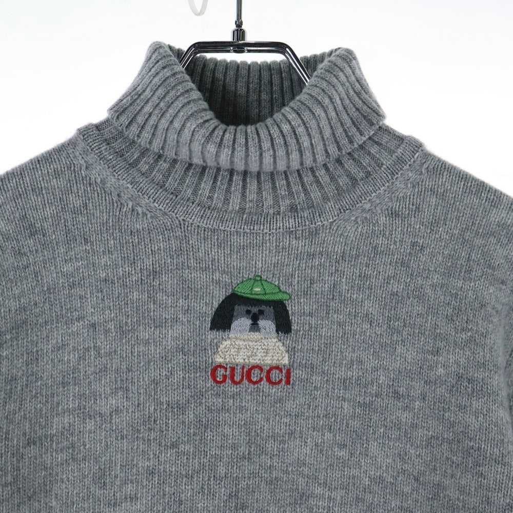 GUCCI(グッチ) ×キムスンヨン ワンポイントエンブロイダリー タートルネック ニット セーター キッズ グレー 785286 XKD86 1056
