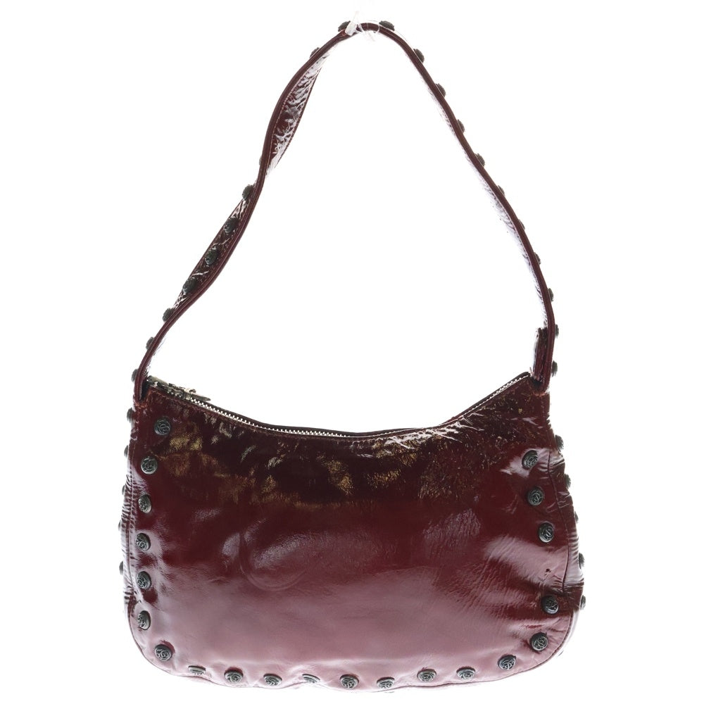 CHROME HEARTS(クロムハーツ) フローラルクロスボール ダガージップ パテントレザー ショルダーバッグ レッド