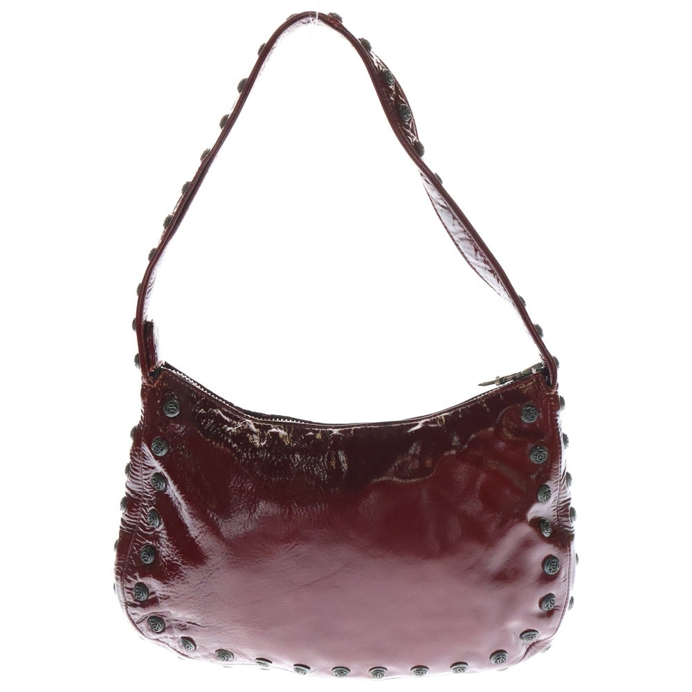 CHROME HEARTS(クロムハーツ) フローラルクロスボール ダガージップ パテントレザー ショルダーバッグ レッド