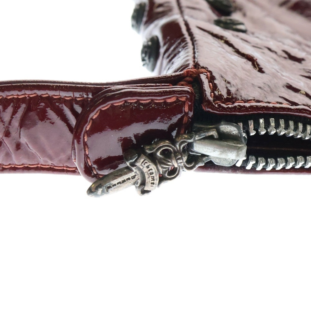 CHROME HEARTS(クロムハーツ) フローラルクロスボール ダガージップ パテントレザー ショルダーバッグ レッド