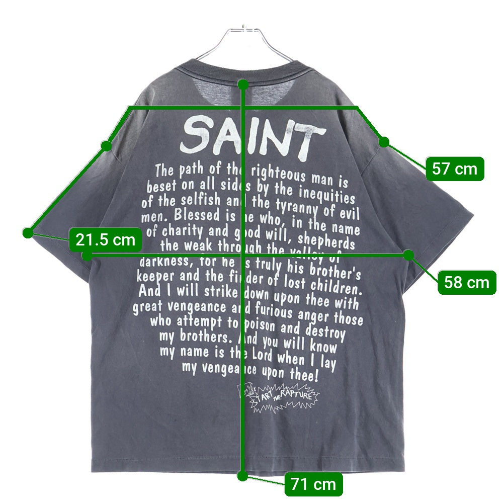 SAINT MICHAEL(セントマイケル) 25SS SS TEE RAPTURE ダメージ加工 両面プリントTシャツ 半袖クルーネックカットソー グレー SM-HR8-0000-015