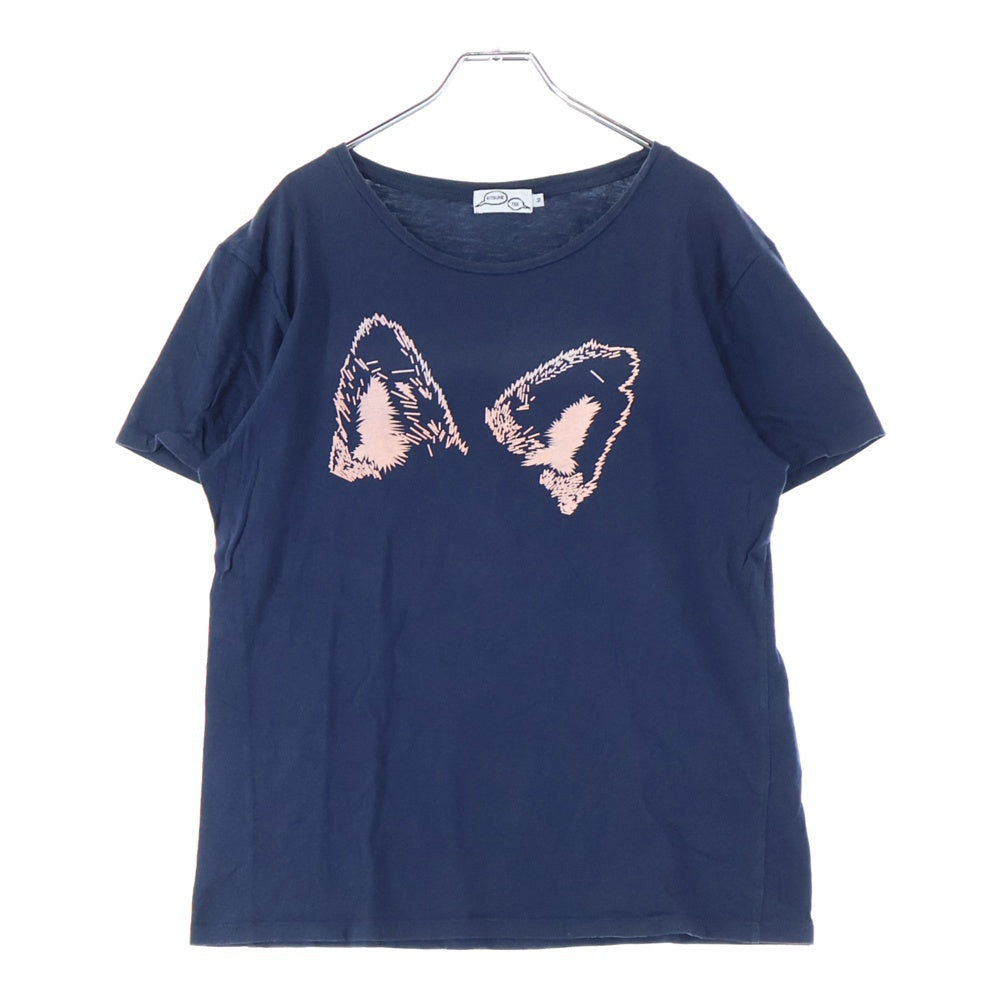 KITSUNE TEE(キツネティー) イアープリント Tシャツ 半袖カットソー レディース ネイビー/ピンク