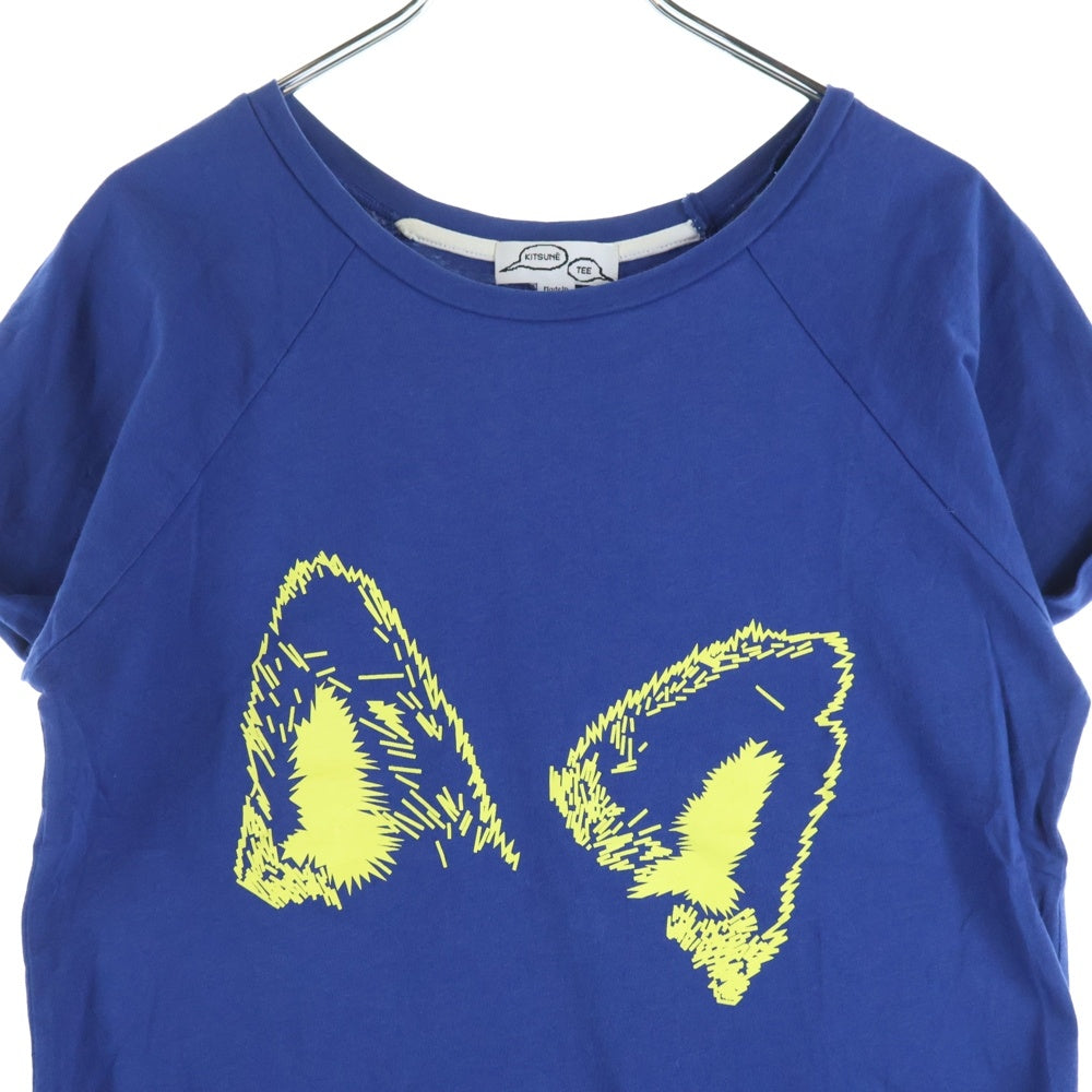 MAISON KITSUNE(メゾンキツネ) イアープリント ラグランTシャツ 半袖カットソー レディース イエロー/ブルー