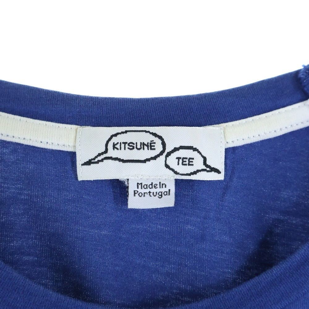 MAISON KITSUNE(メゾンキツネ) イアープリント ラグランTシャツ 半袖カットソー レディース イエロー/ブルー