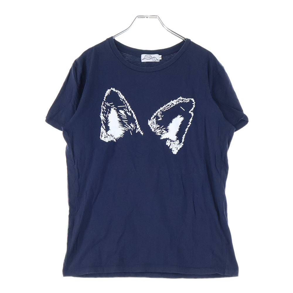KITSUNE TEE(キツネティー) イアープリント Tシャツ 半袖カットソー レディース ホワイト/ネイビー