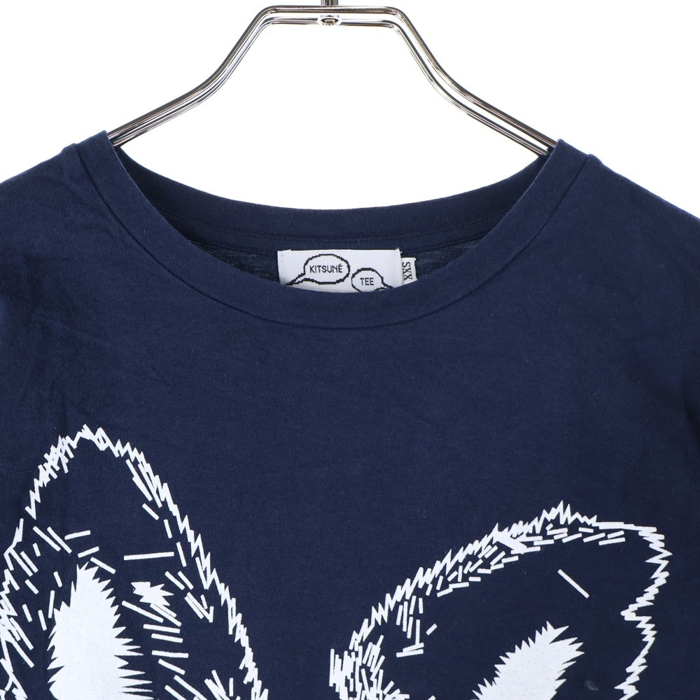 KITSUNE TEE(キツネティー) イアープリント Tシャツ 半袖カットソー レディース ホワイト/ネイビー