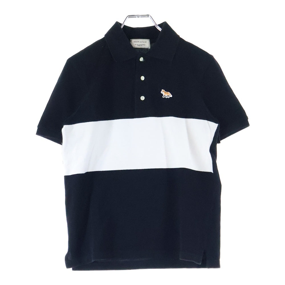 MAISON KITSUNE(メゾンキツネ) キツネパッチ ツートン 半袖ポロシャツ レディース ブラック/ホワイト