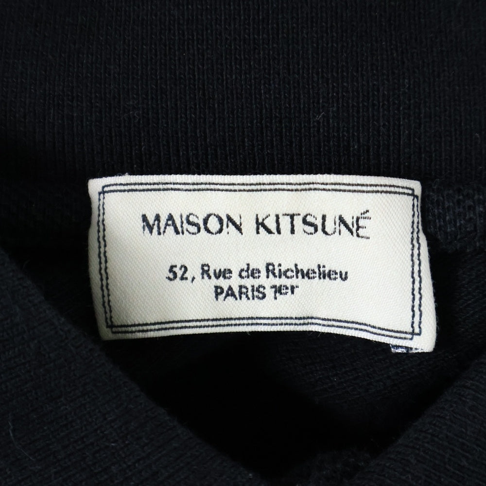 MAISON KITSUNE(メゾンキツネ) キツネパッチ ツートン 半袖ポロシャツ レディース ブラック/ホワイト