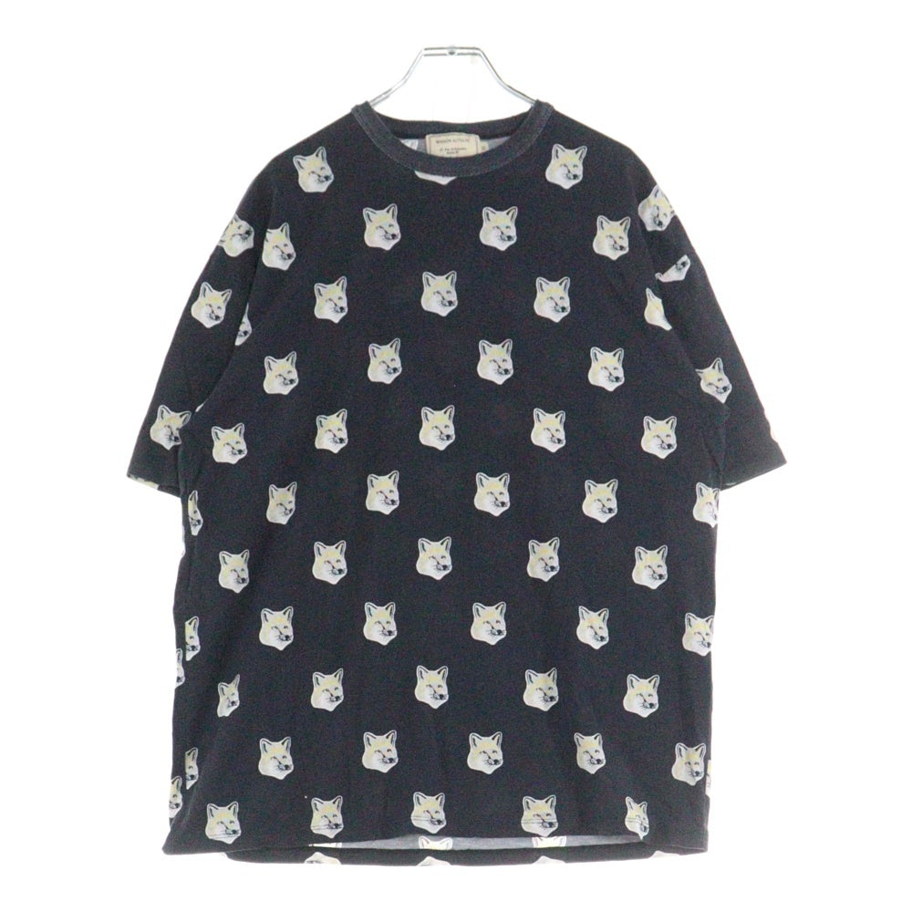 MAISON KITSUNE(メゾンキツネ) フェイス総柄 半袖Tシャツ カットソー レディース ブラック/ホワイト