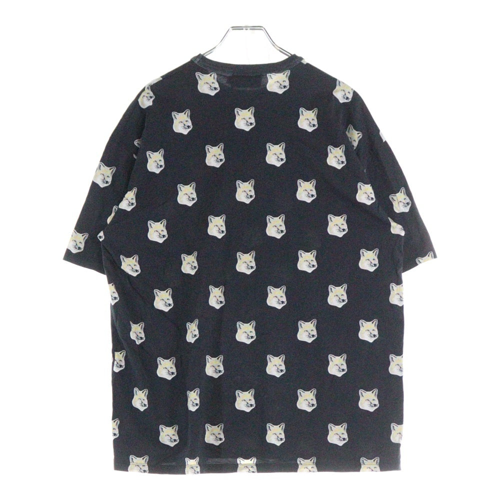 MAISON KITSUNE(メゾンキツネ) フェイス総柄 半袖Tシャツ カットソー レディース ブラック/ホワイト