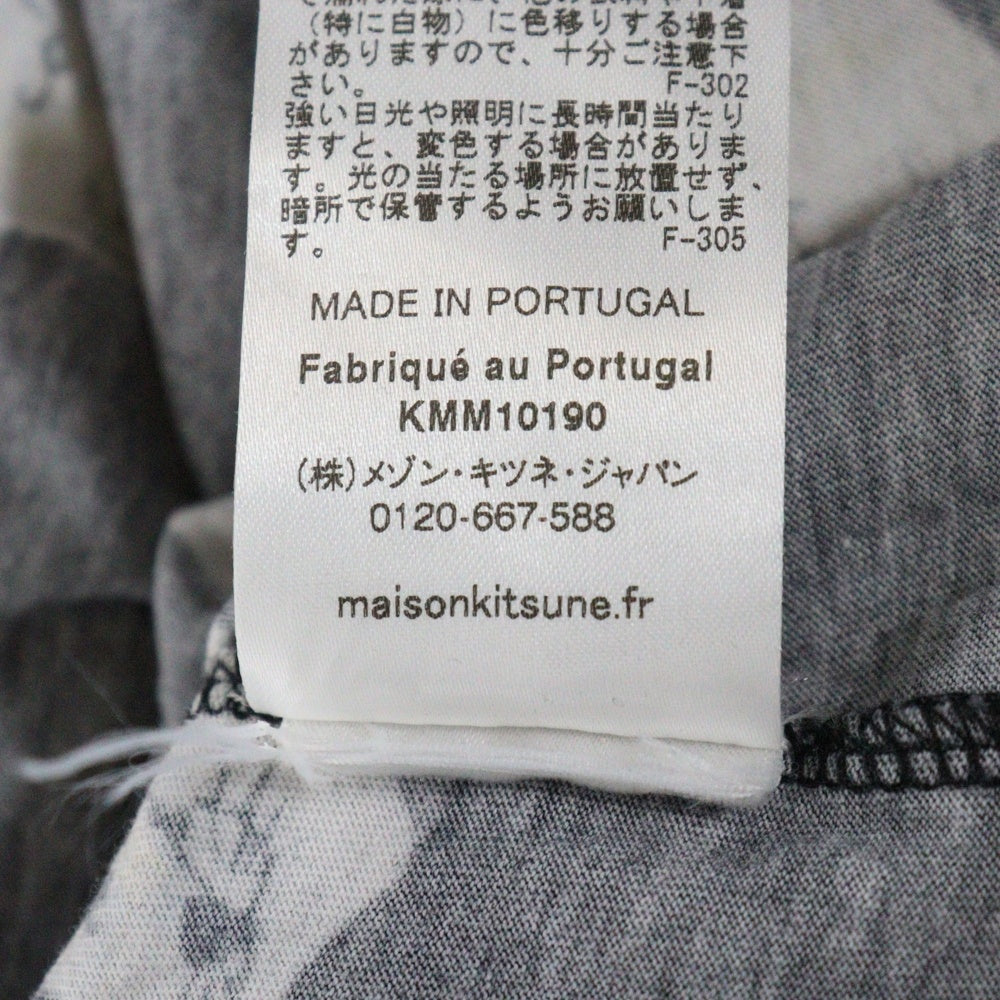 MAISON KITSUNE(メゾンキツネ) フェイス総柄 半袖Tシャツ カットソー レディース ブラック/ホワイト