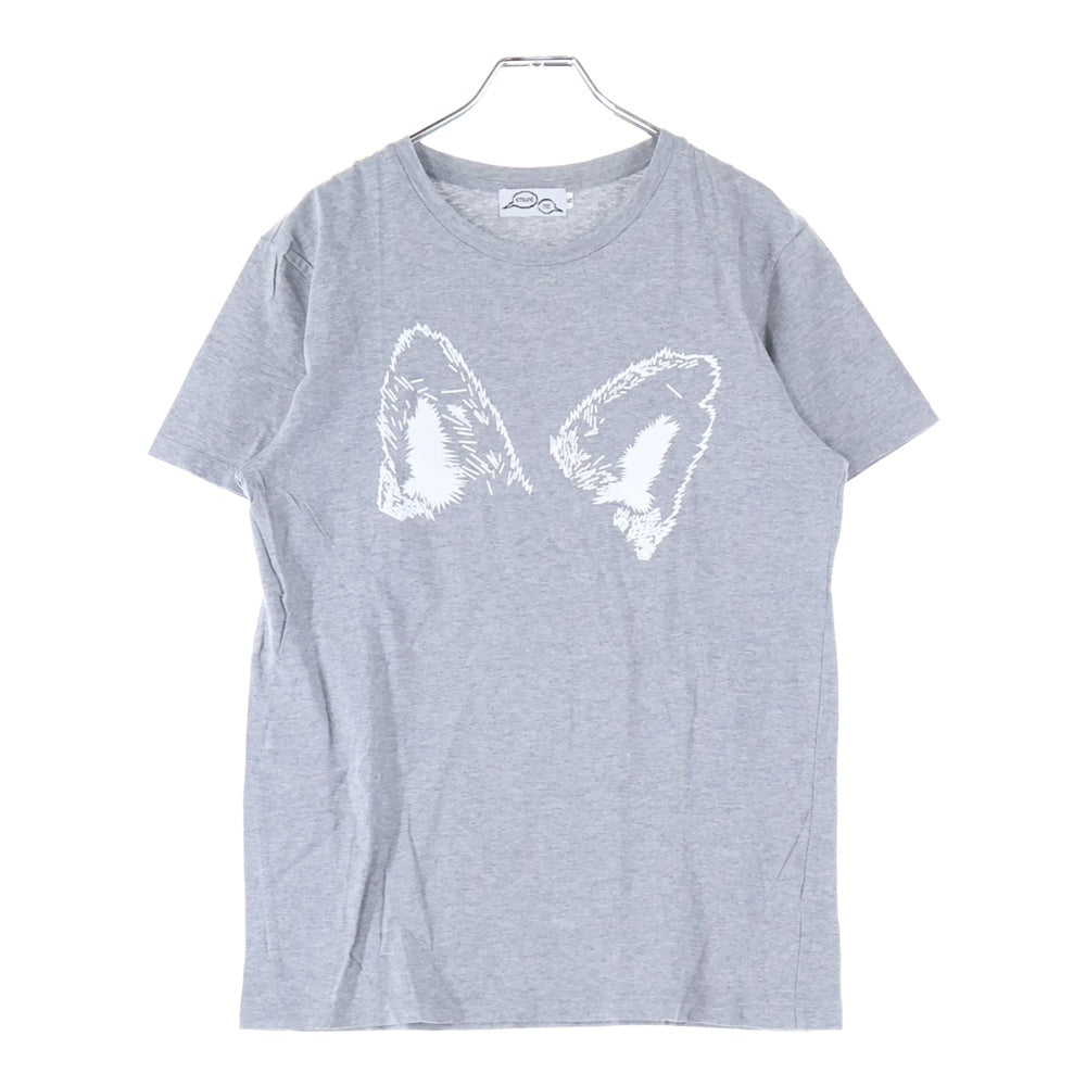 KITSUNE TEE(キツネティー) イアープリント Tシャツ 半袖カットソー レディース グレー/ホワイト