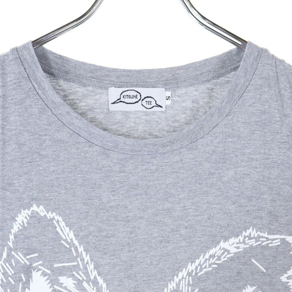 KITSUNE TEE(キツネティー) イアープリント Tシャツ 半袖カットソー レディース グレー/ホワイト