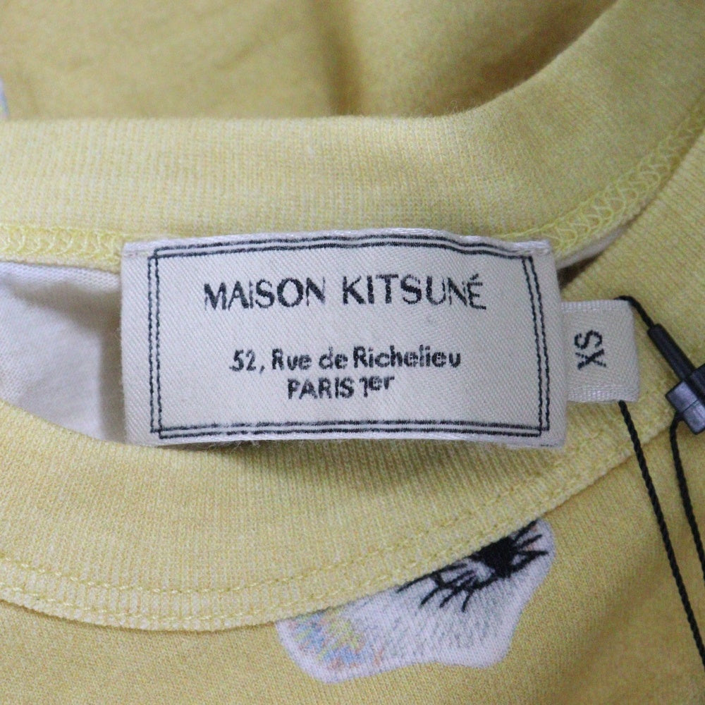 MAISON KITSUNE(メゾンキツネ) フェイス総柄 半袖Tシャツ カットソー レディース イエロー/ホワイト