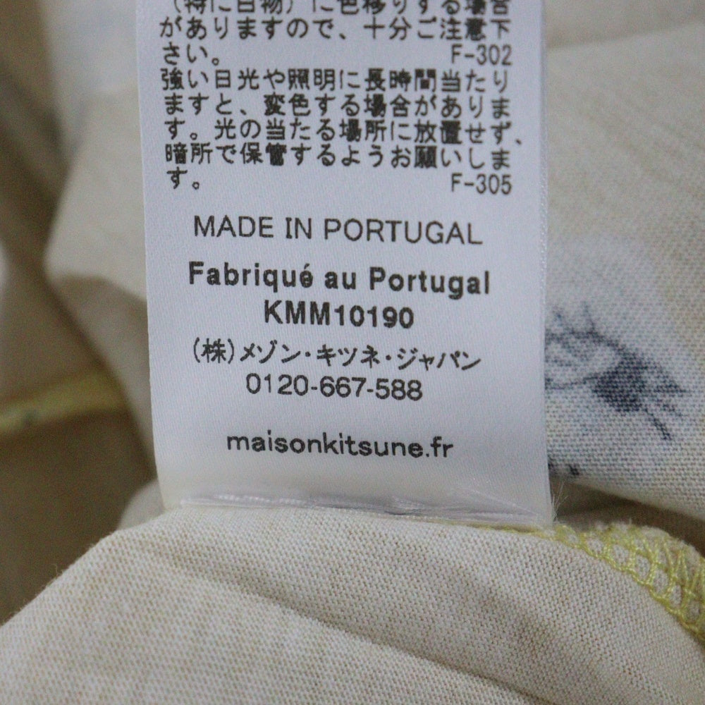 MAISON KITSUNE(メゾンキツネ) フェイス総柄 半袖Tシャツ カットソー レディース イエロー/ホワイト